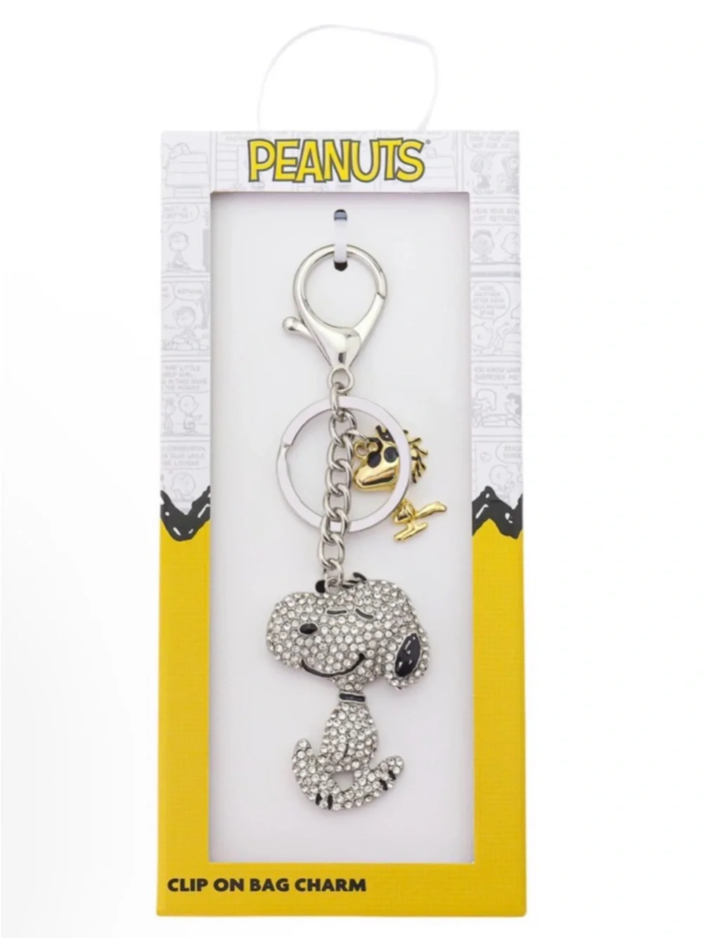 Peanuts Snoopy Crystal Bag Charm - Silver & Gold